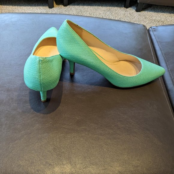 Cole Haan Womens NikeAir Mint Green Leather Snakeskin High Heel Pumps Sz 9.5  B - Picture 6 of 6